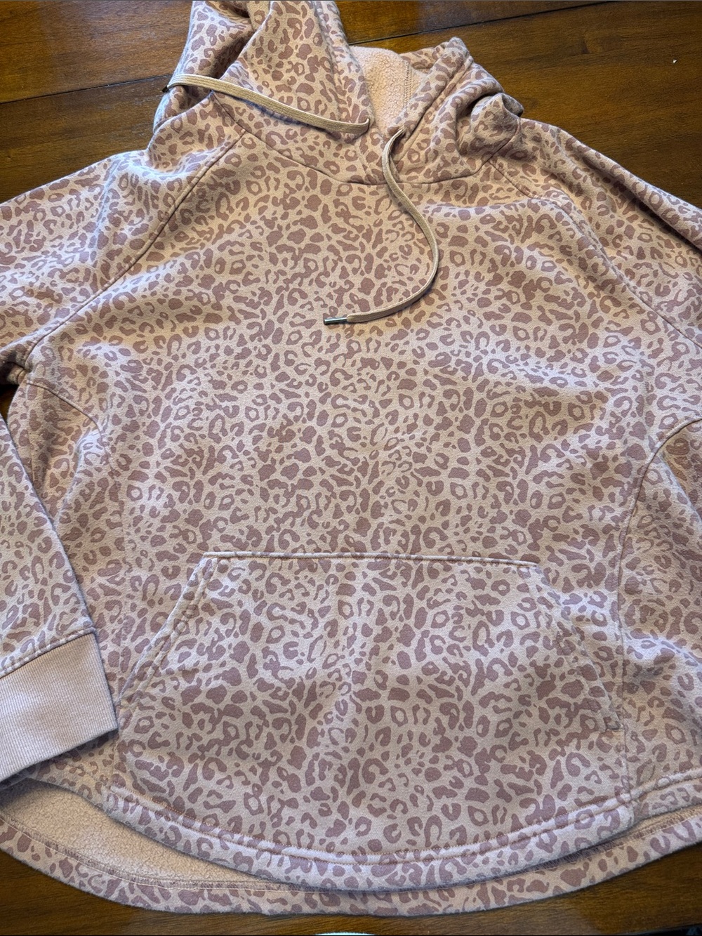 tek gear Mauve Leopard Print Hoodie Sweatshirt size  XL
